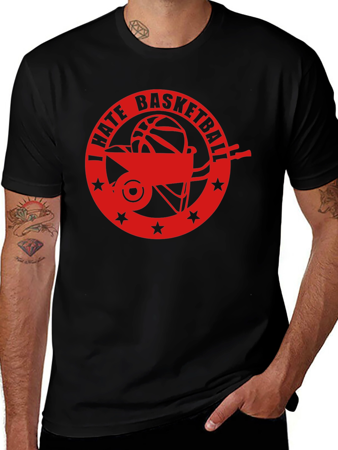 I Hate Basketball Graphic Tee - Black Casual Shirt