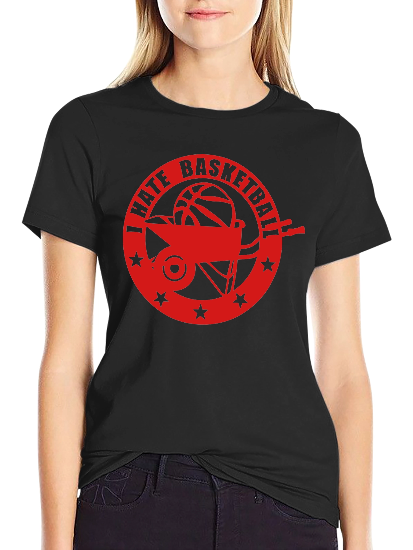 I Hate Basketball Graphic Tee - Black Casual Shirt