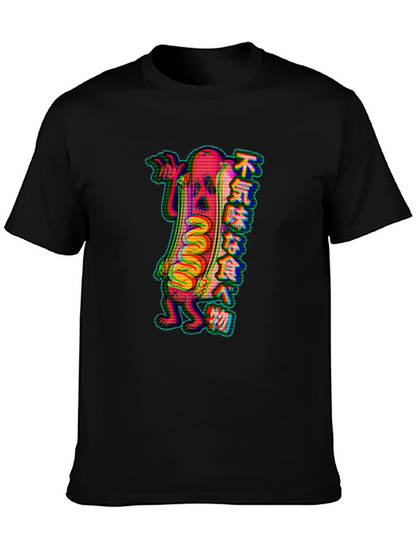Spooky Hotdog Graphic Tee - Black