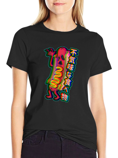 Spooky Hotdog Graphic Tee - Black