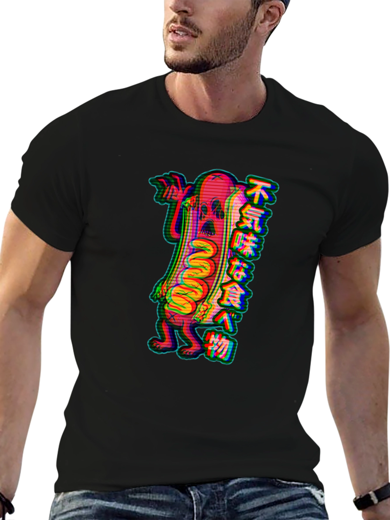 Spooky Hotdog Graphic Tee - Black