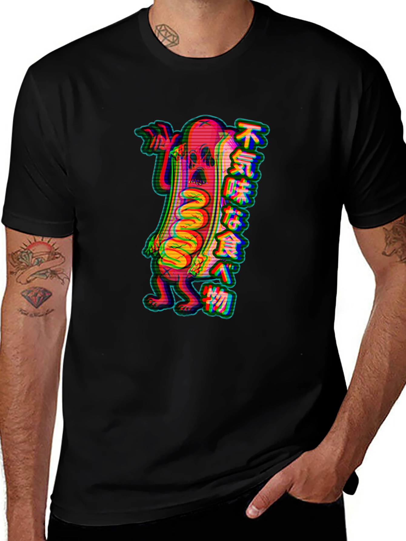 Spooky Hotdog Graphic Tee - Black