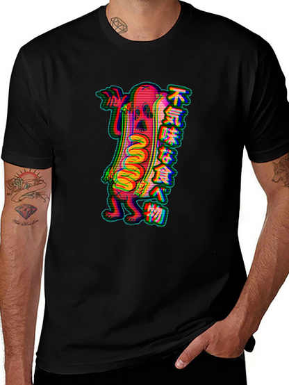 Spooky Hotdog Graphic Tee - Black