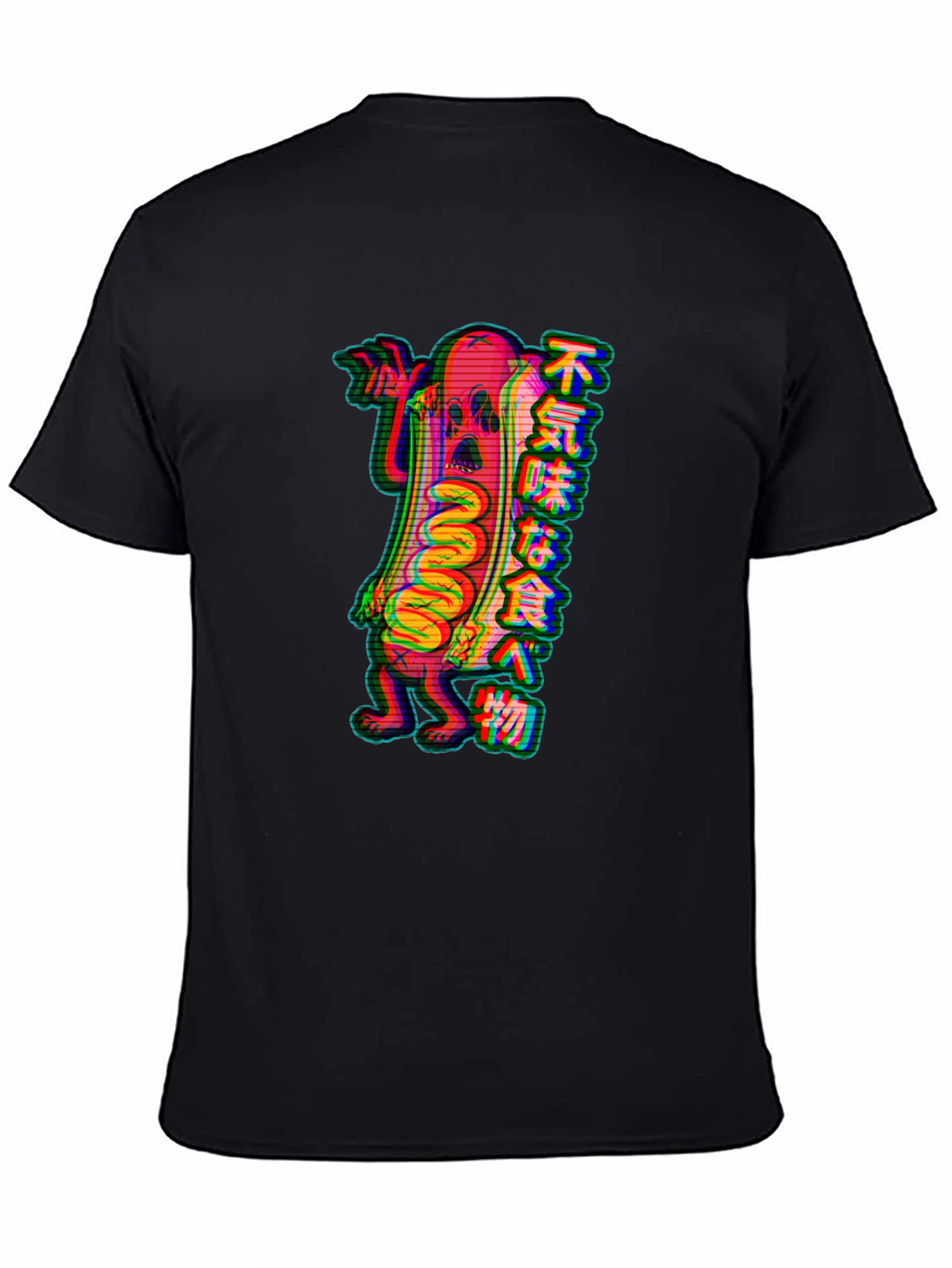 Spooky Hotdog Graphic Tee - Black