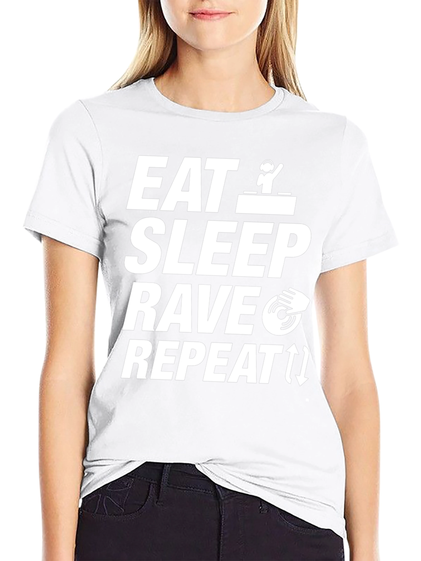 Eat Sleep Rave Repeat Black Graphic Tee