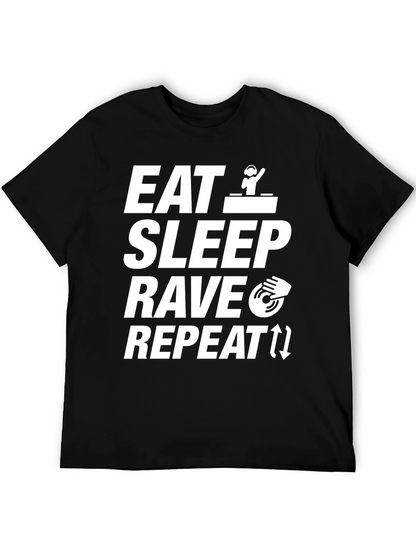 Eat Sleep Rave Repeat Black Graphic Tee