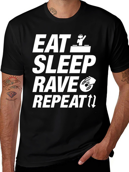 Eat Sleep Rave Repeat Black Graphic Tee