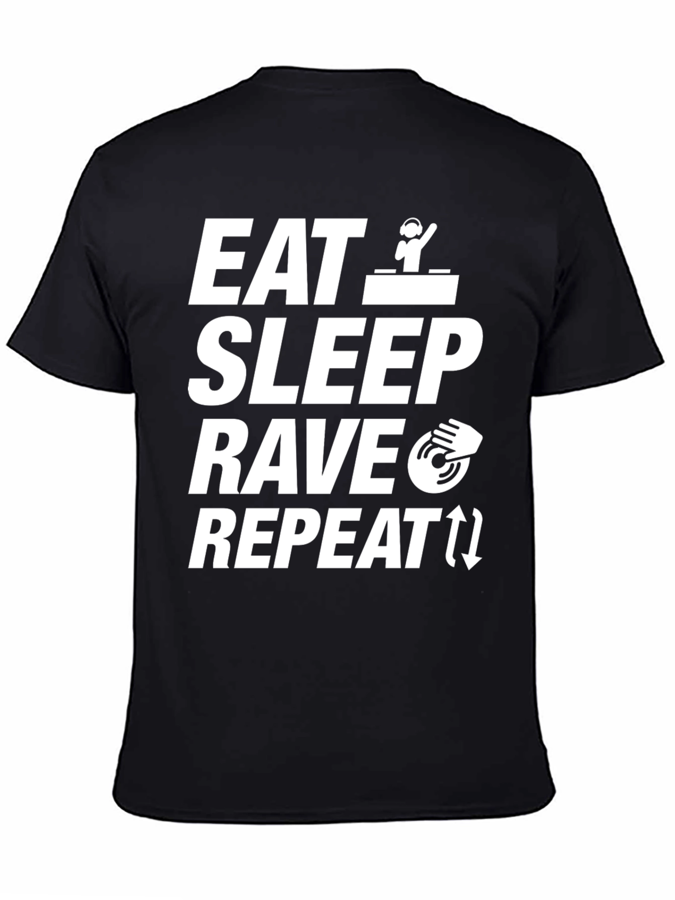 Eat Sleep Rave Repeat Black Graphic Tee