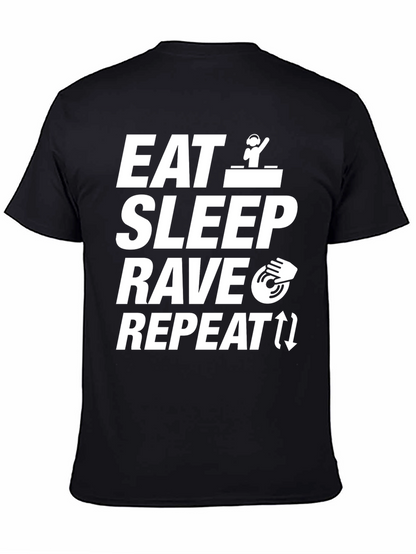 Eat Sleep Rave Repeat Black Graphic Tee