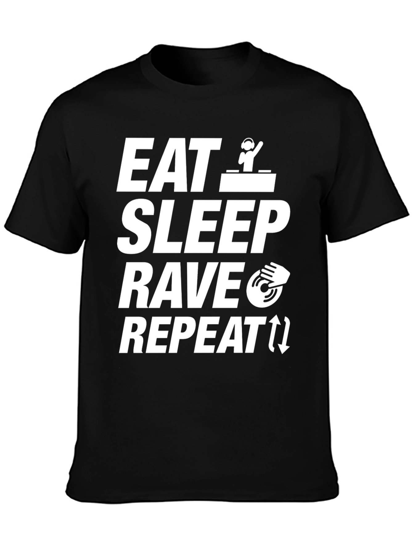Eat Sleep Rave Repeat Black Graphic Tee