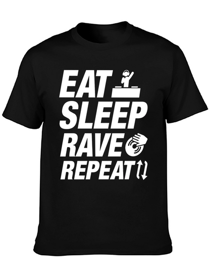 Eat Sleep Rave Repeat Black Graphic Tee