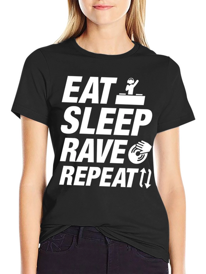 Eat Sleep Rave Repeat Black Graphic Tee