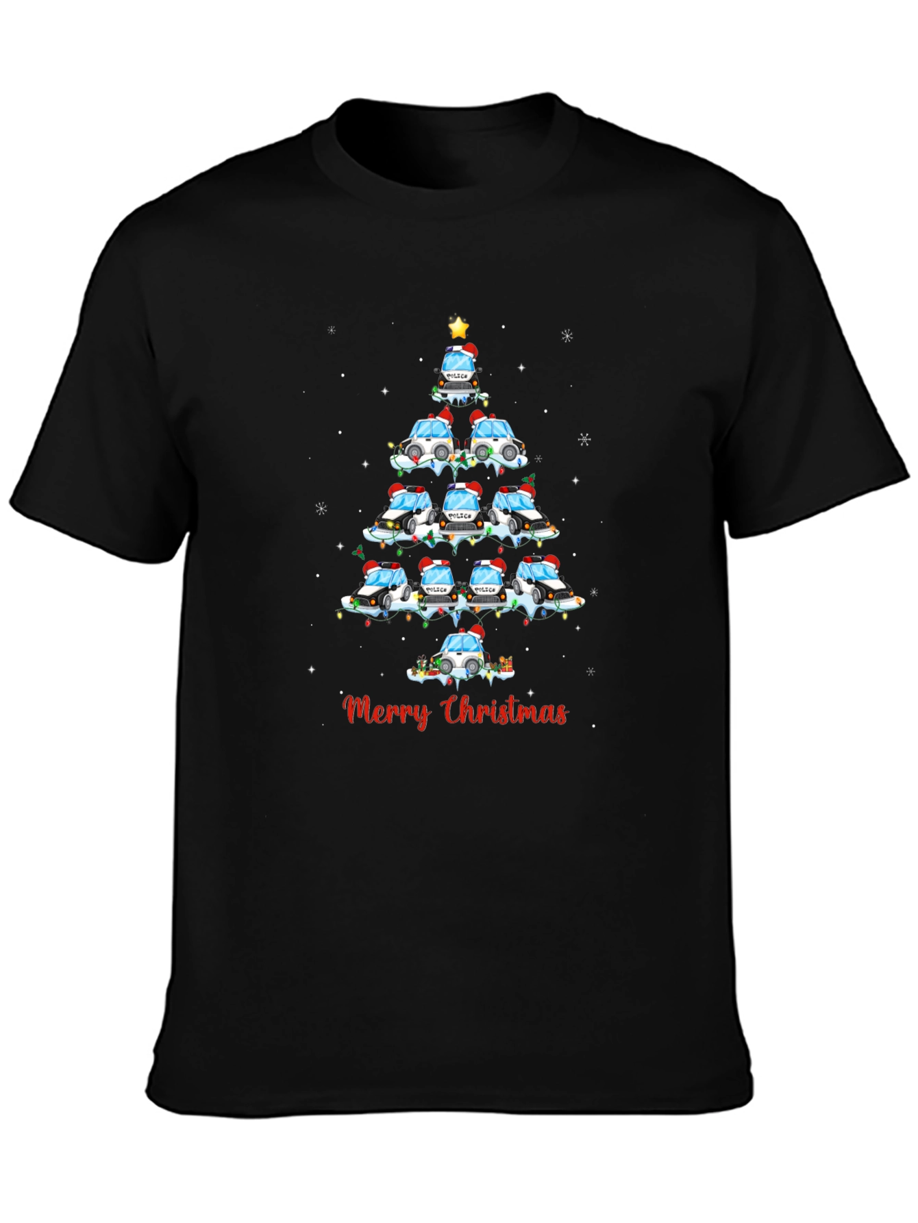 Police Car Christmas Tree T-Shirt