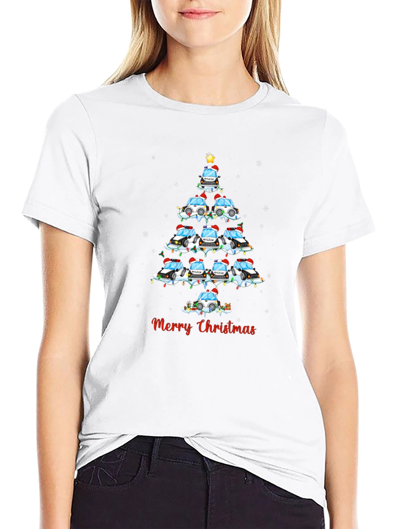 Police Car Christmas Tree T-Shirt