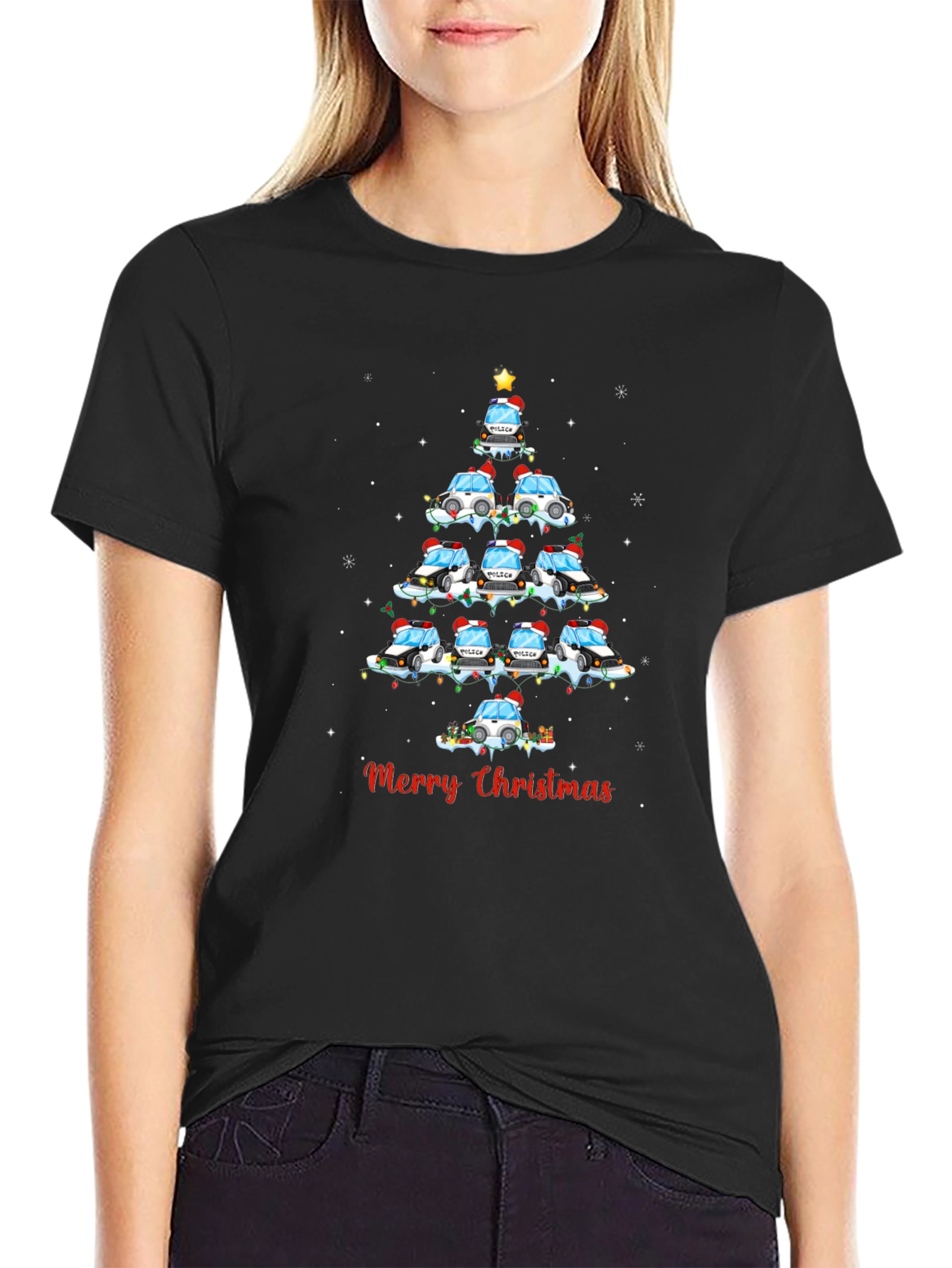 Police Car Christmas Tree T-Shirt