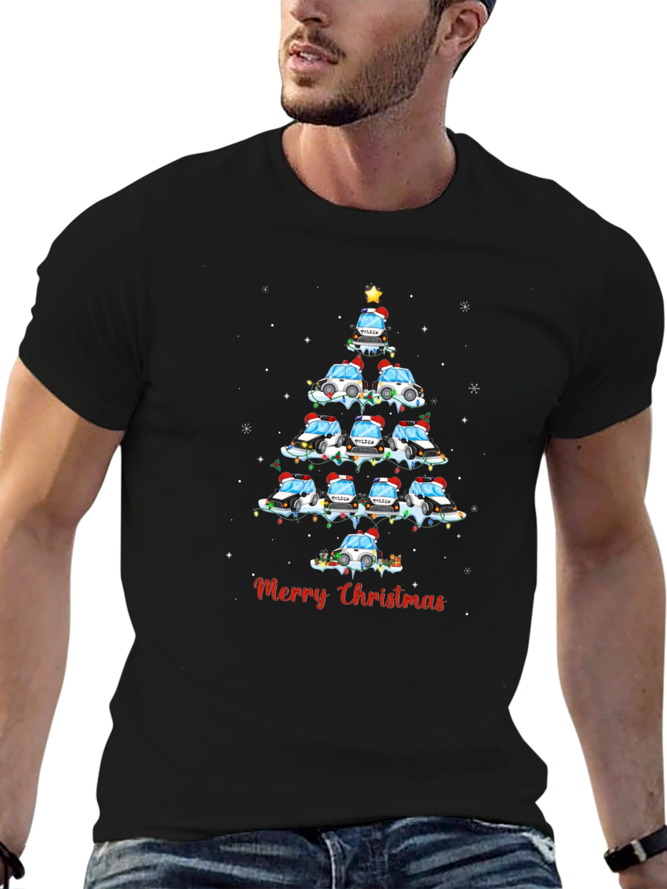 Police Car Christmas Tree T-Shirt