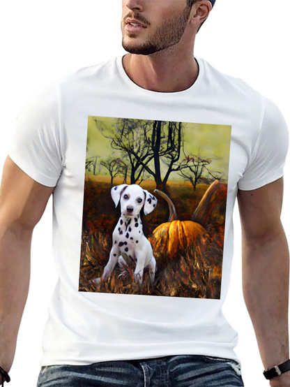 Dalmatian Puppy & Pumpkin T-Shirt - Autumn Vibes