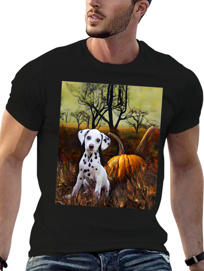 Dalmatian Puppy & Pumpkin T-Shirt - Autumn Vibes