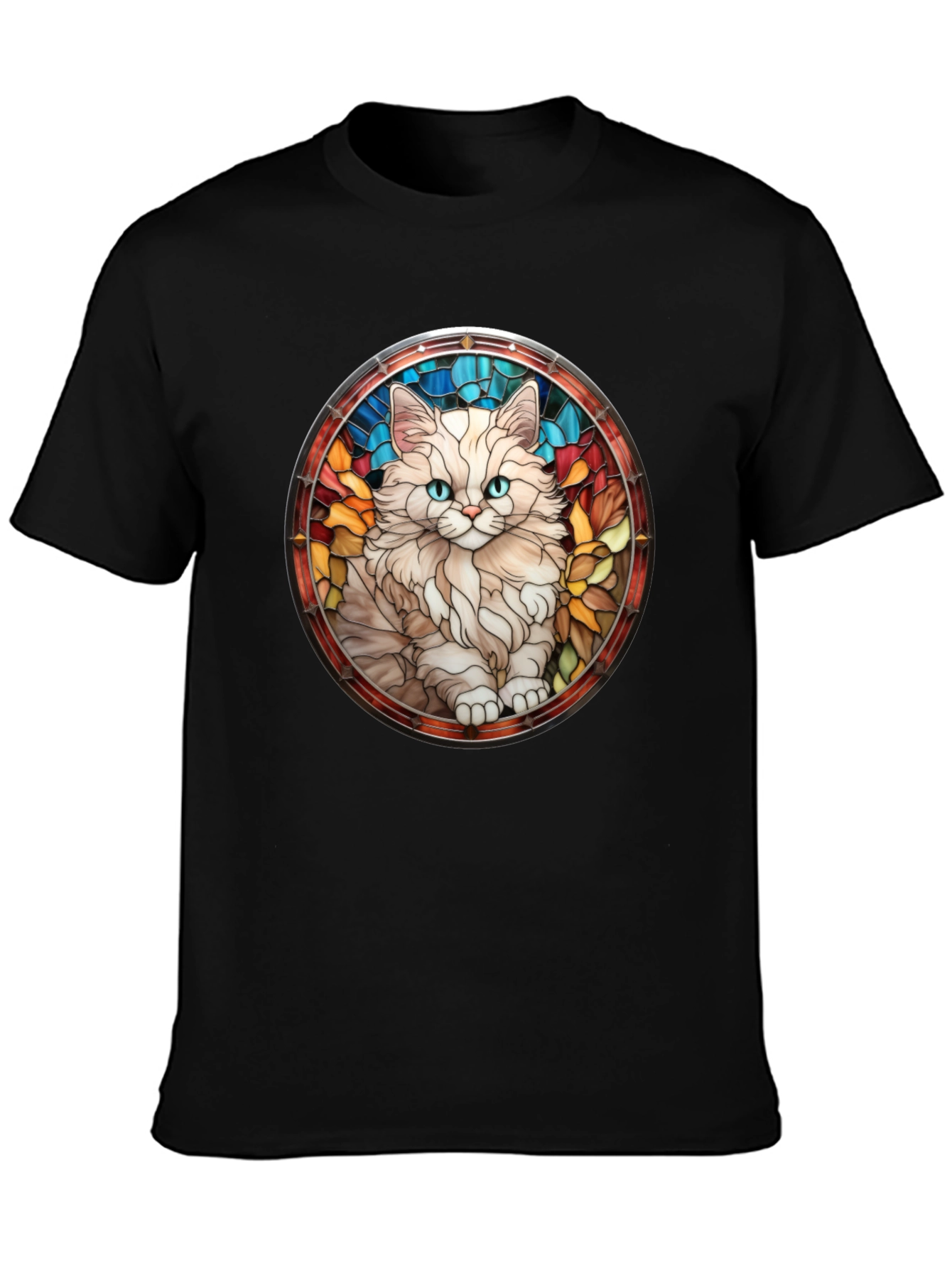 Cat Stained Glass T-Shirt - Unique Design