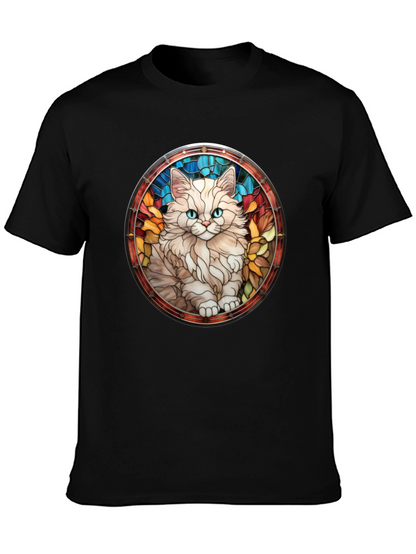 Cat Stained Glass T-Shirt - Unique Design