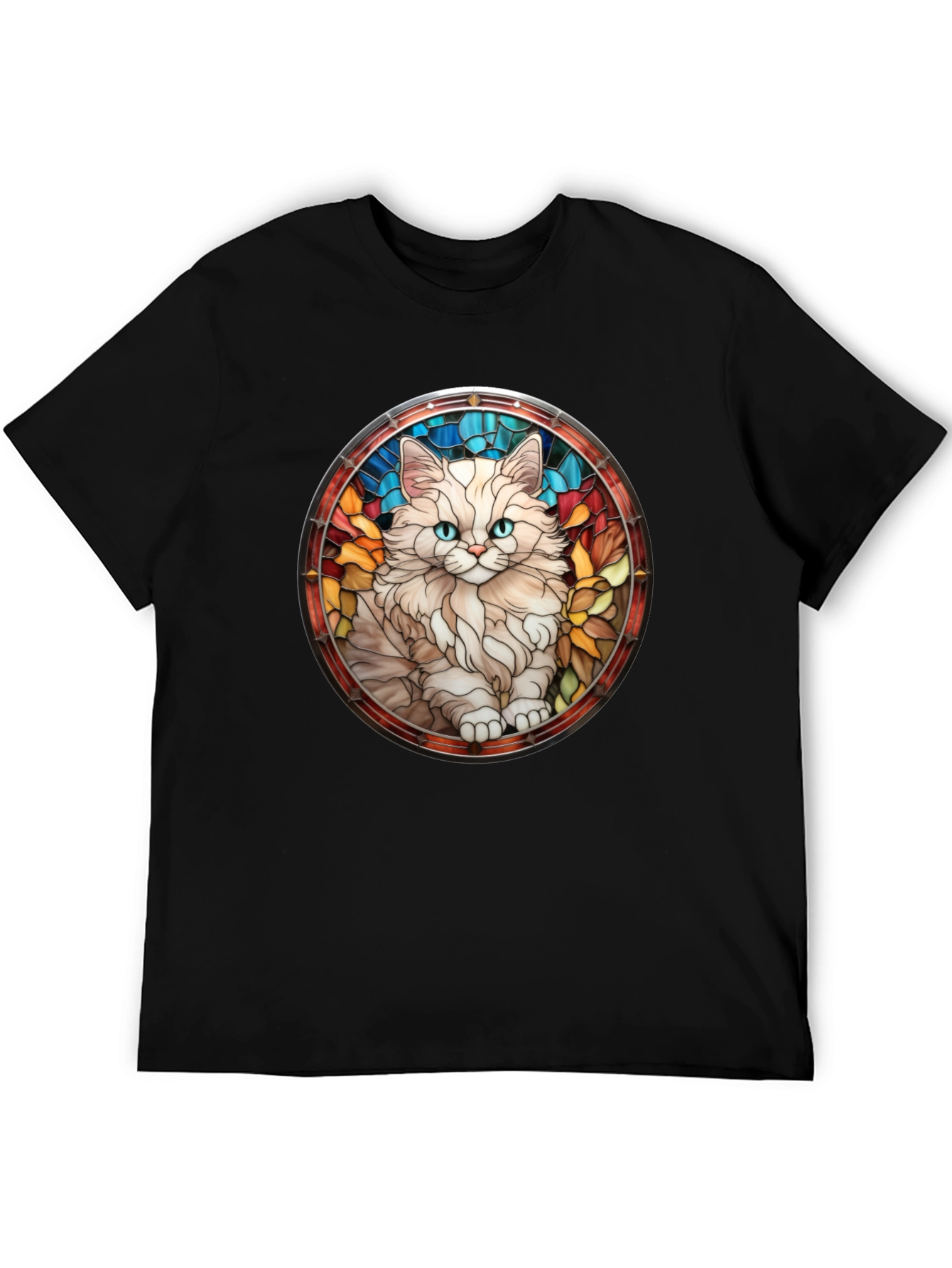 Cat Stained Glass T-Shirt - Unique Design