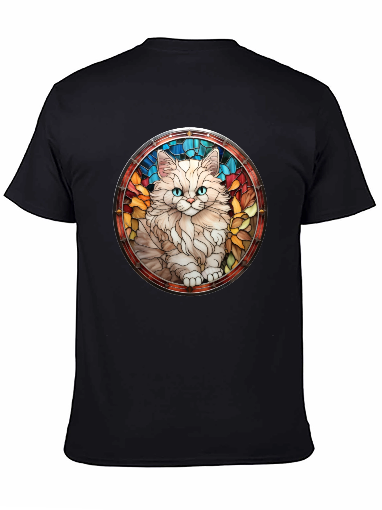 Cat Stained Glass T-Shirt - Unique Design