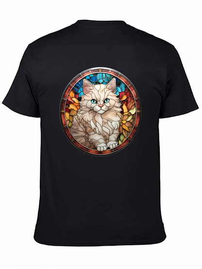 Cat Stained Glass T-Shirt - Unique Design