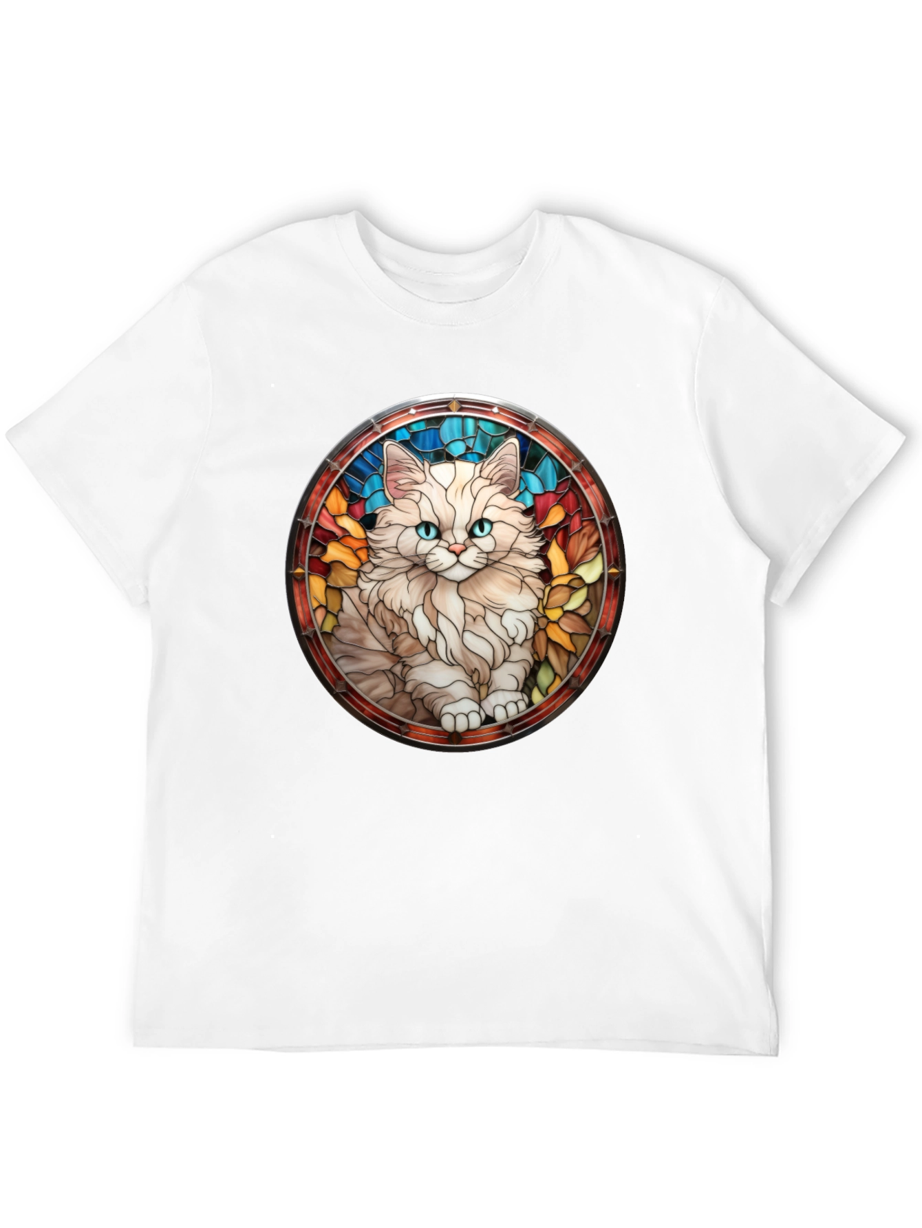 Cat Stained Glass T-Shirt - Unique Design
