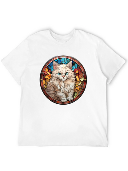 Cat Stained Glass T-Shirt - Unique Design