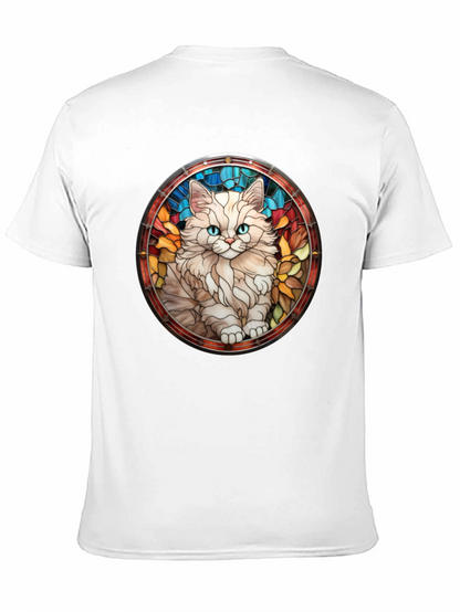 Cat Stained Glass T-Shirt - Unique Design