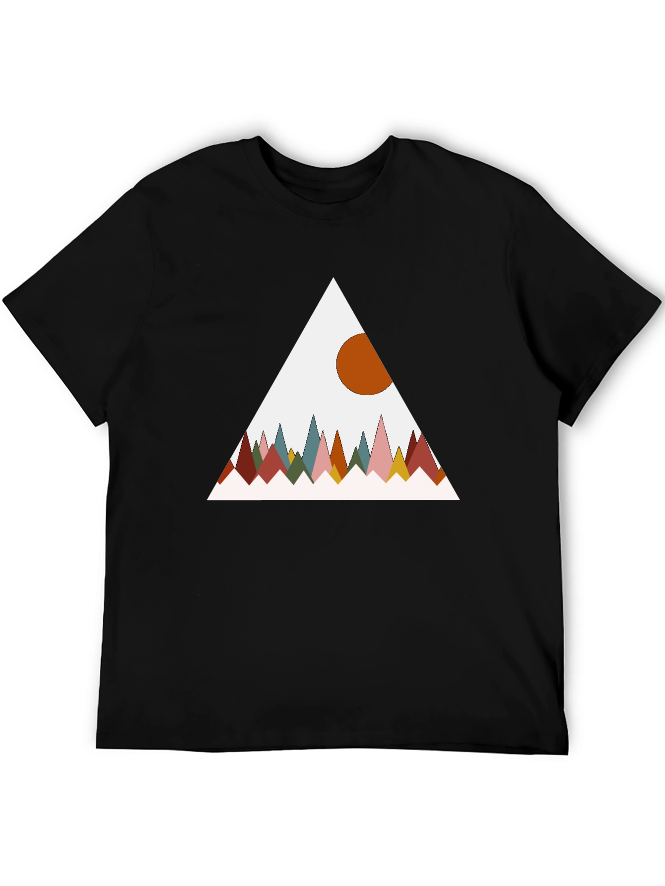 Geometric Mountain Graphic Tee - Black
