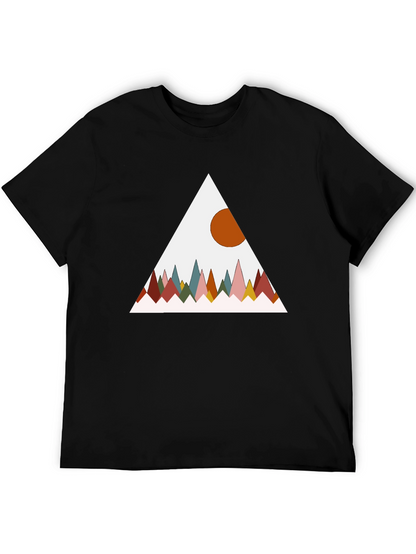 Geometric Mountain Graphic Tee - Black