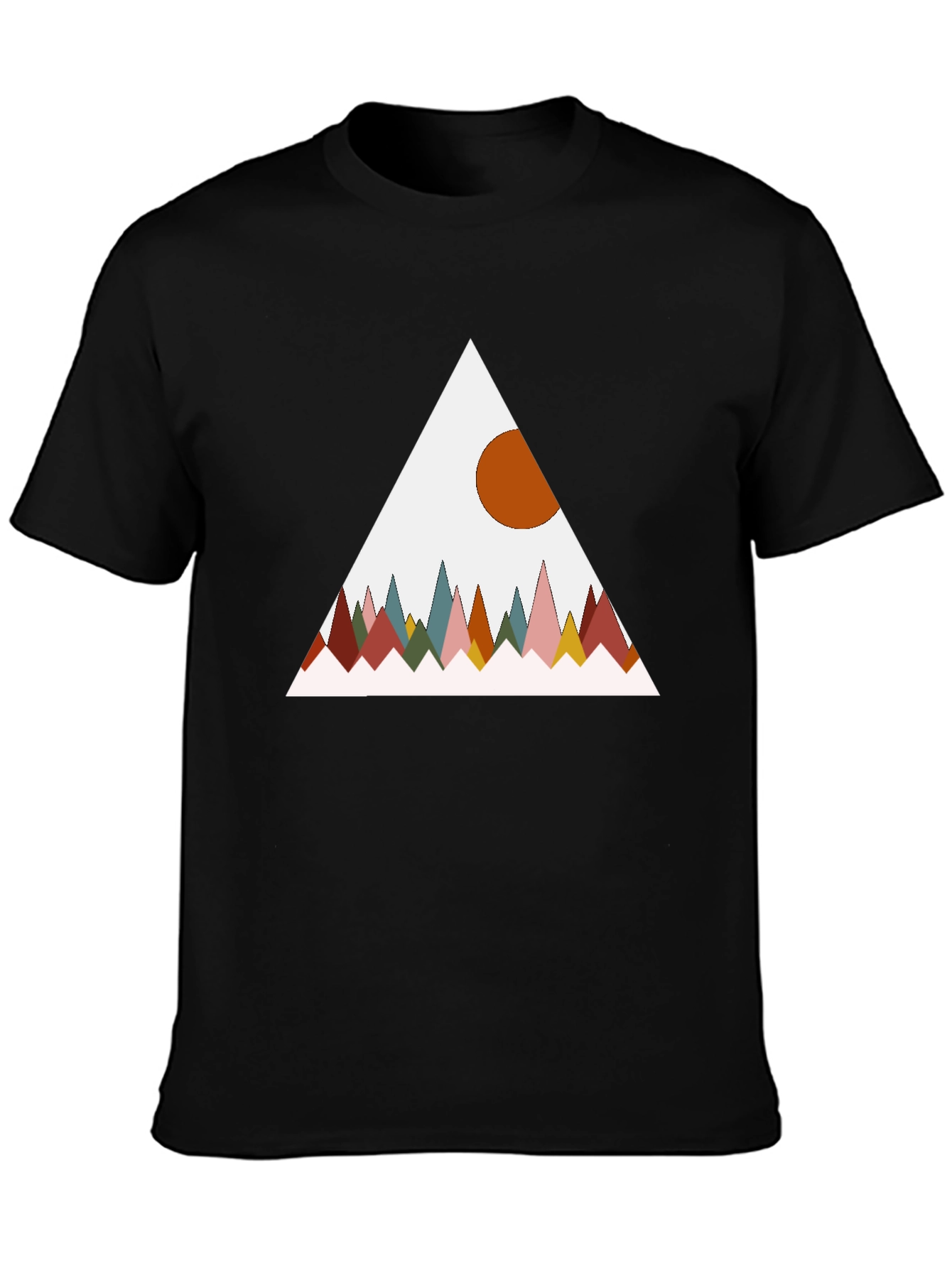 Geometric Mountain Graphic Tee - Black
