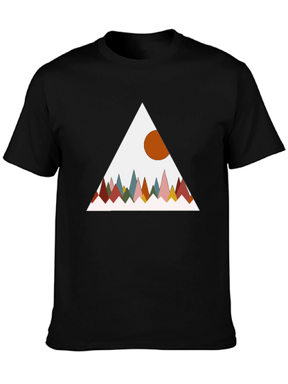 Geometric Mountain Graphic Tee - Black