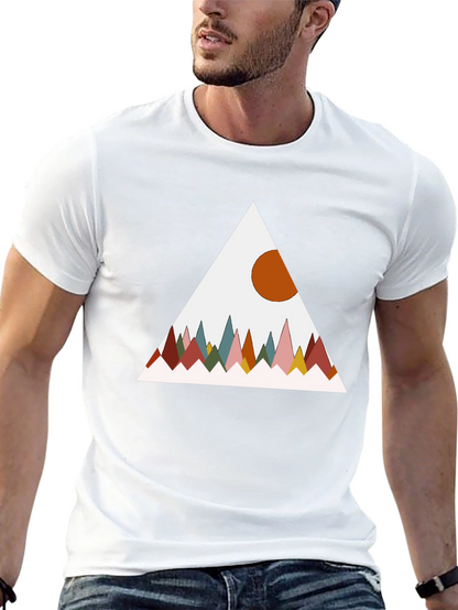 Geometric Mountain Graphic Tee - Black