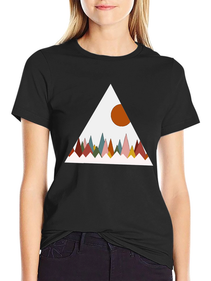 Geometric Mountain Graphic Tee - Black