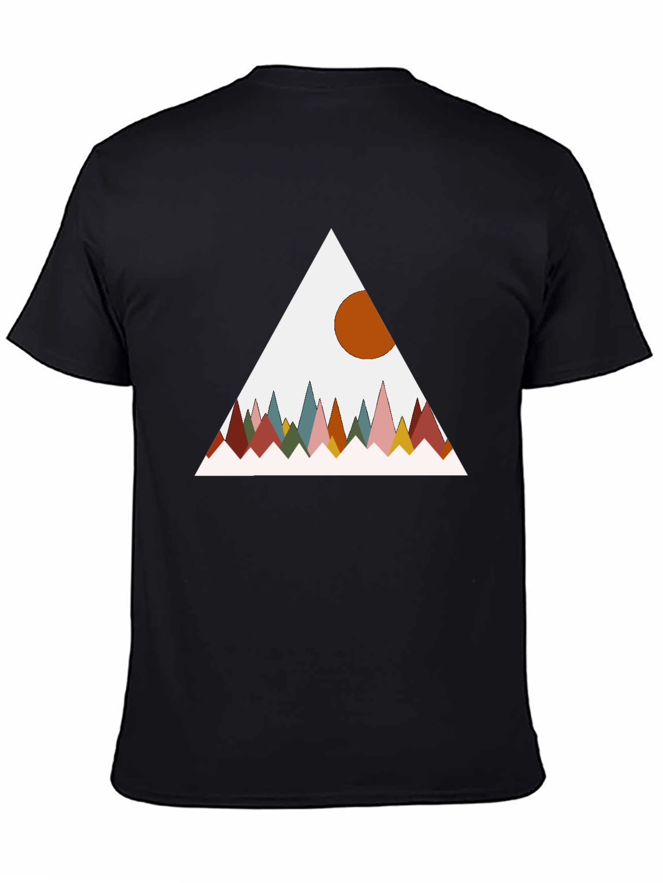 Geometric Mountain Graphic Tee - Black