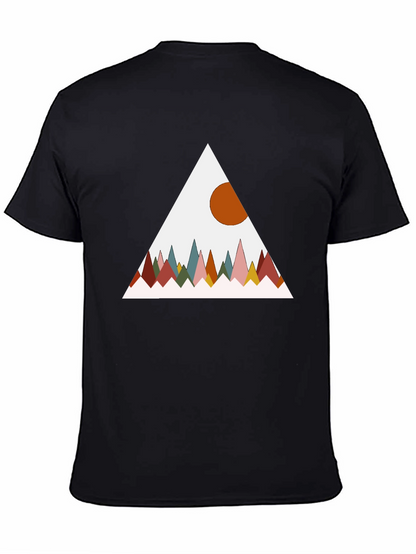Geometric Mountain Graphic Tee - Black