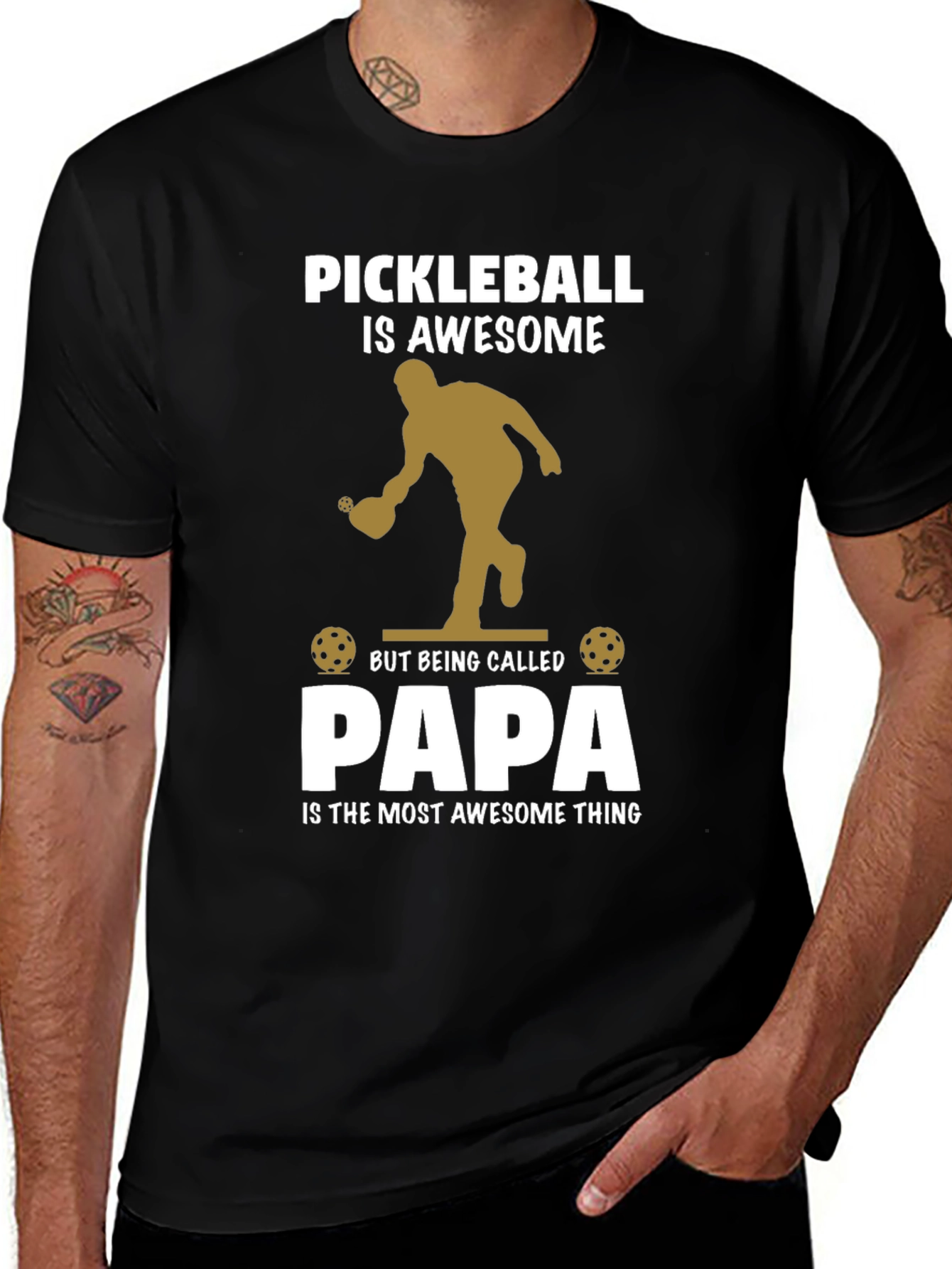 Pickleball Papa T-Shirt Awesome Dad Gift