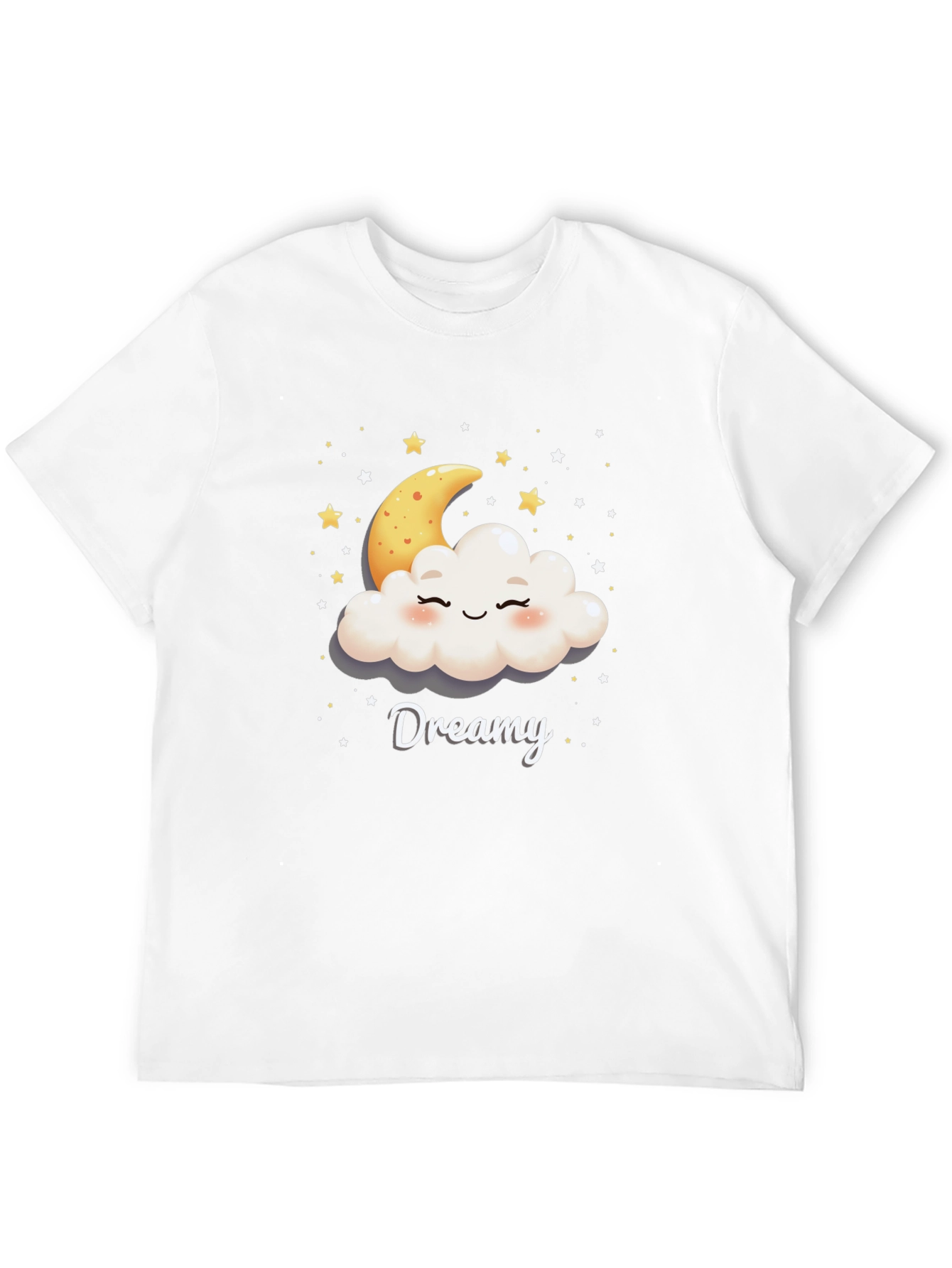 Dreamy Cloud & Moon Graphic Tee - Black Cotton