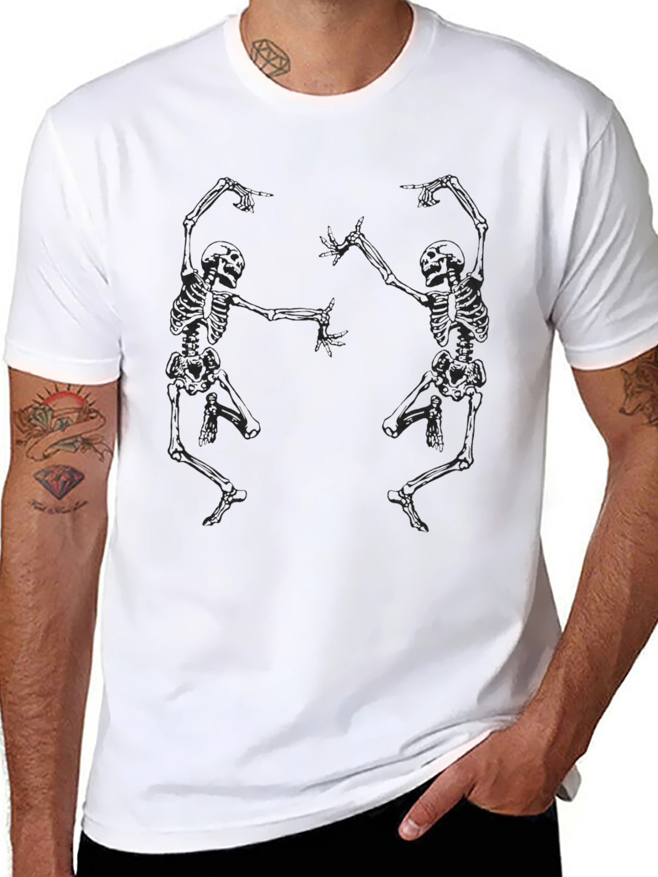 Dancing Skeletons Graphic Tee - Black