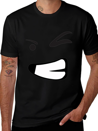 Grumpy Face Graphic Black T-Shirt - Mens Casual Wear