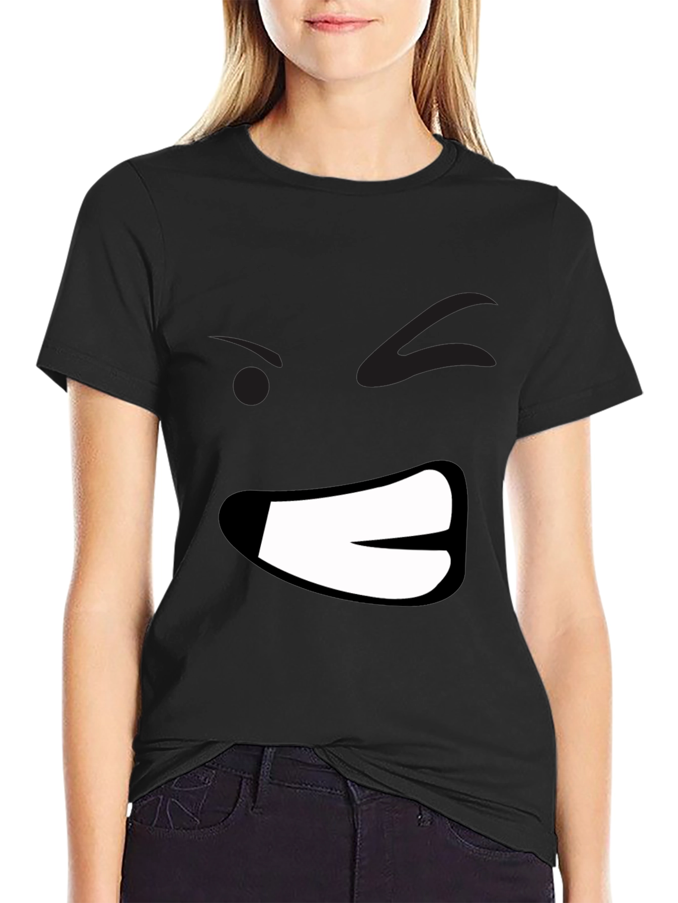 Grumpy Face Graphic Black T-Shirt - Mens Casual Wear