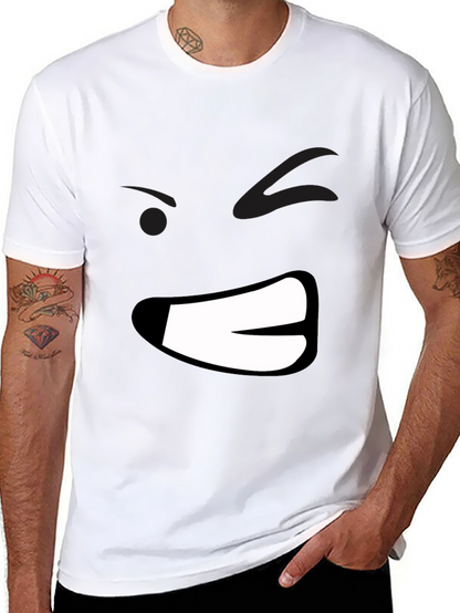 Grumpy Face Graphic Black T-Shirt - Mens Casual Wear