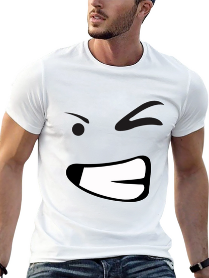 Grumpy Face Graphic Black T-Shirt - Mens Casual Wear