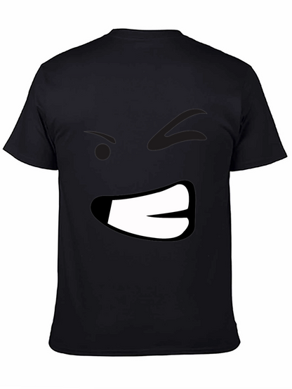 Grumpy Face Graphic Black T-Shirt - Mens Casual Wear