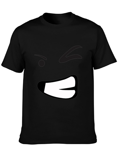 Grumpy Face Graphic Black T-Shirt - Mens Casual Wear