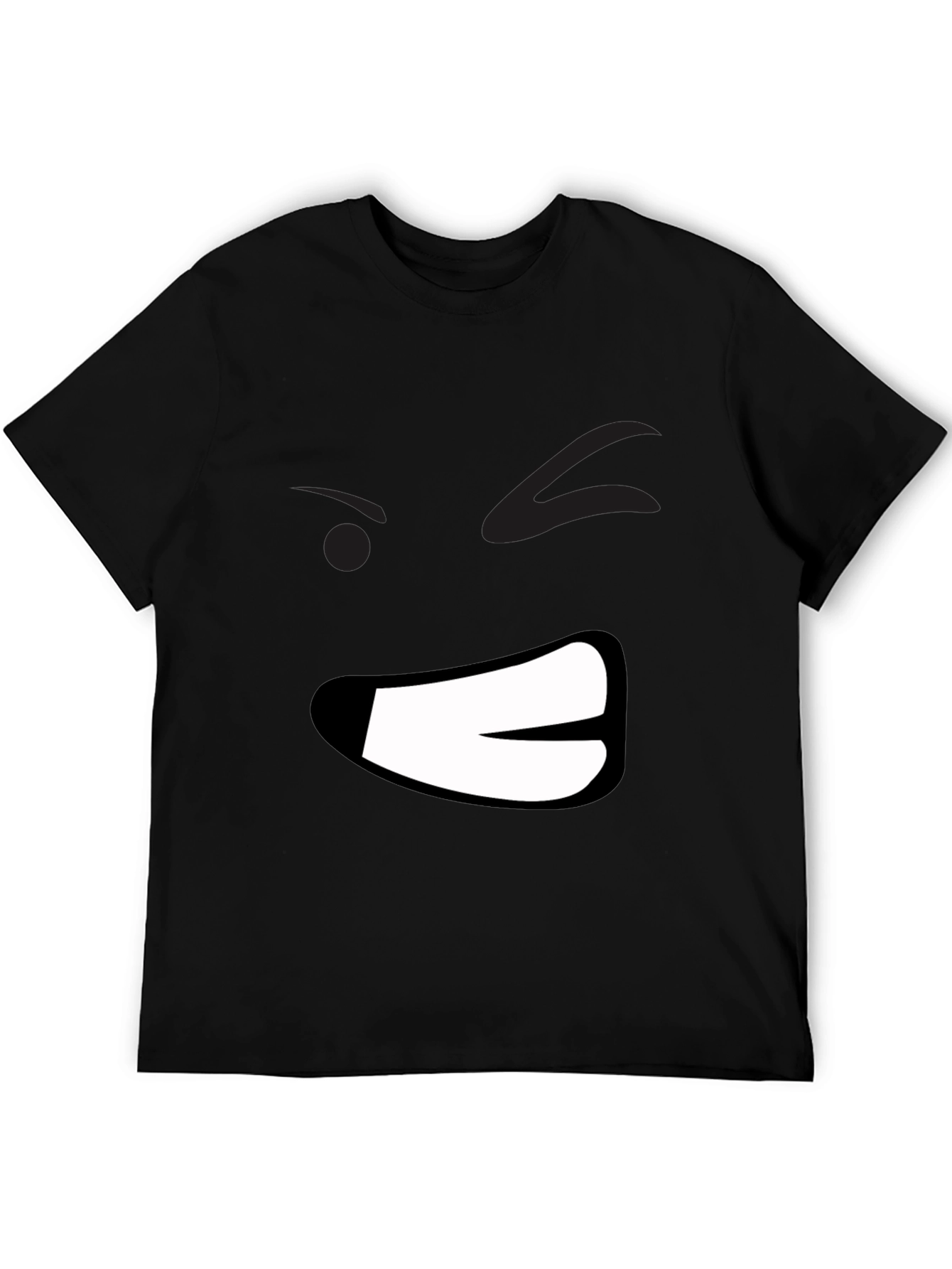 Grumpy Face Graphic Black T-Shirt - Mens Casual Wear