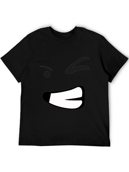Grumpy Face Graphic Black T-Shirt - Mens Casual Wear