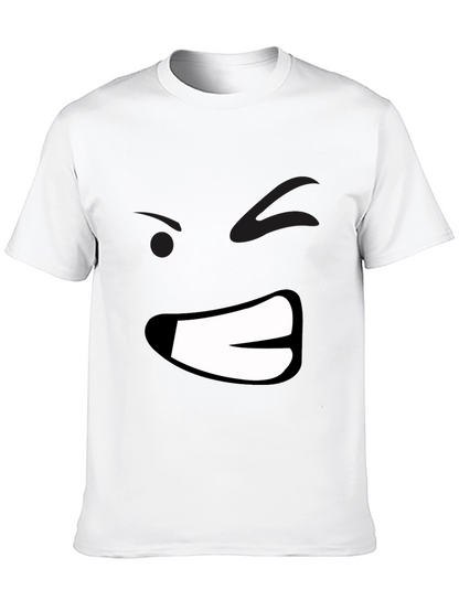 Grumpy Face Graphic Black T-Shirt - Mens Casual Wear